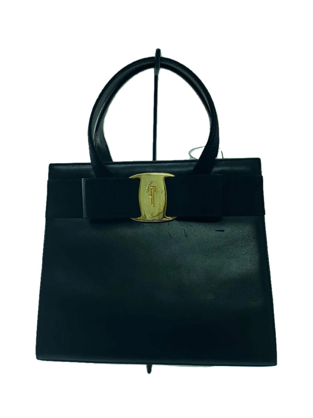 Salvatore Ferragamo Vara Ribbon Tote Bag Leather Black